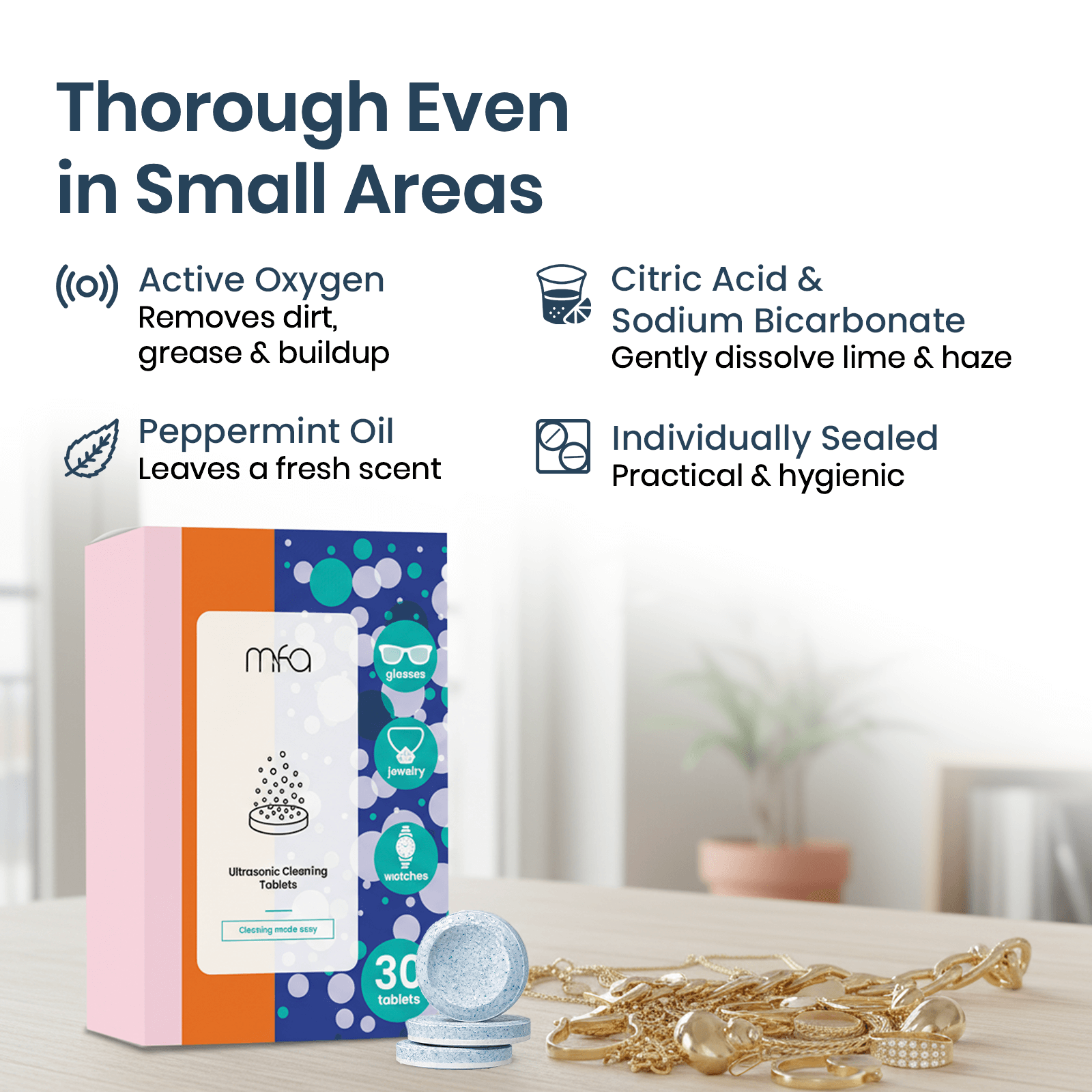 Ultrasonic Cleaner Tablets for Glasses and Jewelry